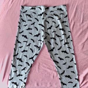 Grey and Black Bat Patterned Leggings by City Strats
